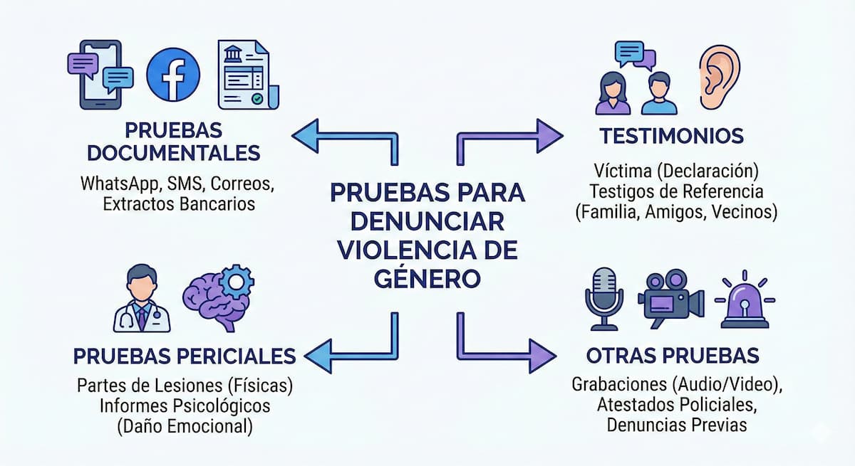 Pruebas para realizar una denuncia por violencia de género